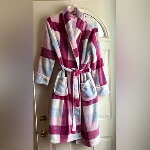 Plaid Women's Robe - Pink and Blue FREE SHIPPING